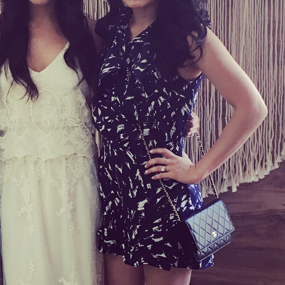 Moon River ruffle neckline romper